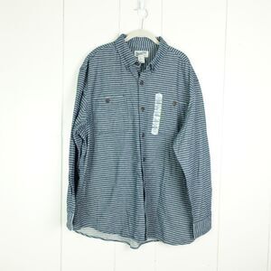 Duluth Flannel Shirt Mens Size XL Blue Striped Free Swinging Relaxed Fit NWT